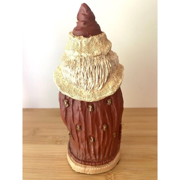 Santa Figurine Turkey 1993 Wood World Handcrafted Bag Of Toys Red Cape - Picture 5 of 8